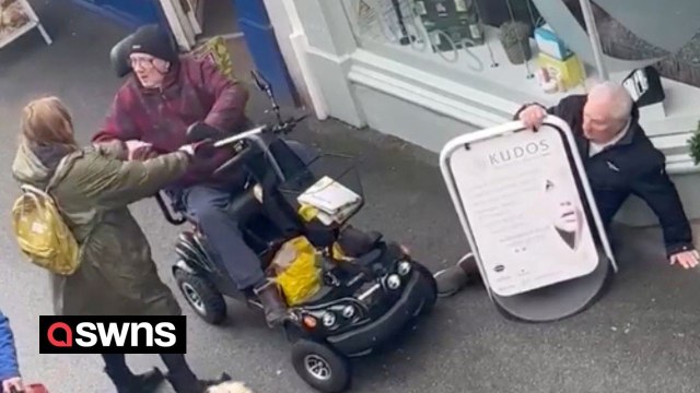 Shocking moment angry pensioner knocks over an elderly man for “buying the last pasty”