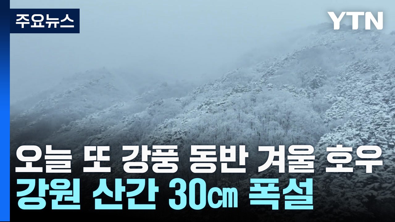 [날씨] 오늘 또 강풍 동반 겨울 호우...강원 산간 30cm 폭설 / YTN
