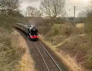 Flying Scotsman steams through the West Midlands in one of its final excursions during its centenary year