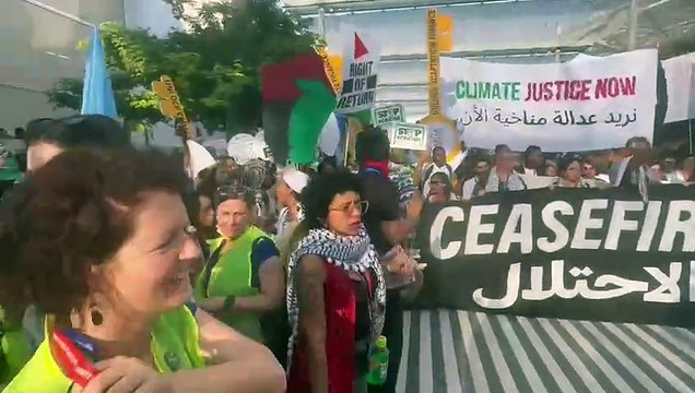 Watch: Filipino activist rallies crowds in Dubai, calls for climate justice, ceasefire in Gaza