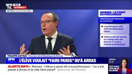Professeure menacée à Rennes: "En l'état, il n'y a pas d'éléments de radicalisation qui viennent expliquer le passage à l'acte" explique le procureur de la République