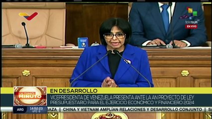 Vicepresidenta de Venezuela presenta proyecto de Ley de Presupuesto para 2024