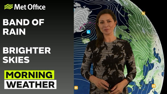 Met Office Morning Weather Forecast 14/12/23 - Patchy rain clearing, brighter behind
