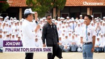 Momen Presiden Jokowi Pinjam Topi Siswa SMKN 1 Kedungwuni: Tadi Pagi Keramas Tidak?
