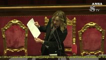 Scontro in Senato, Meloni sventola fax di Di Maio sul Mes