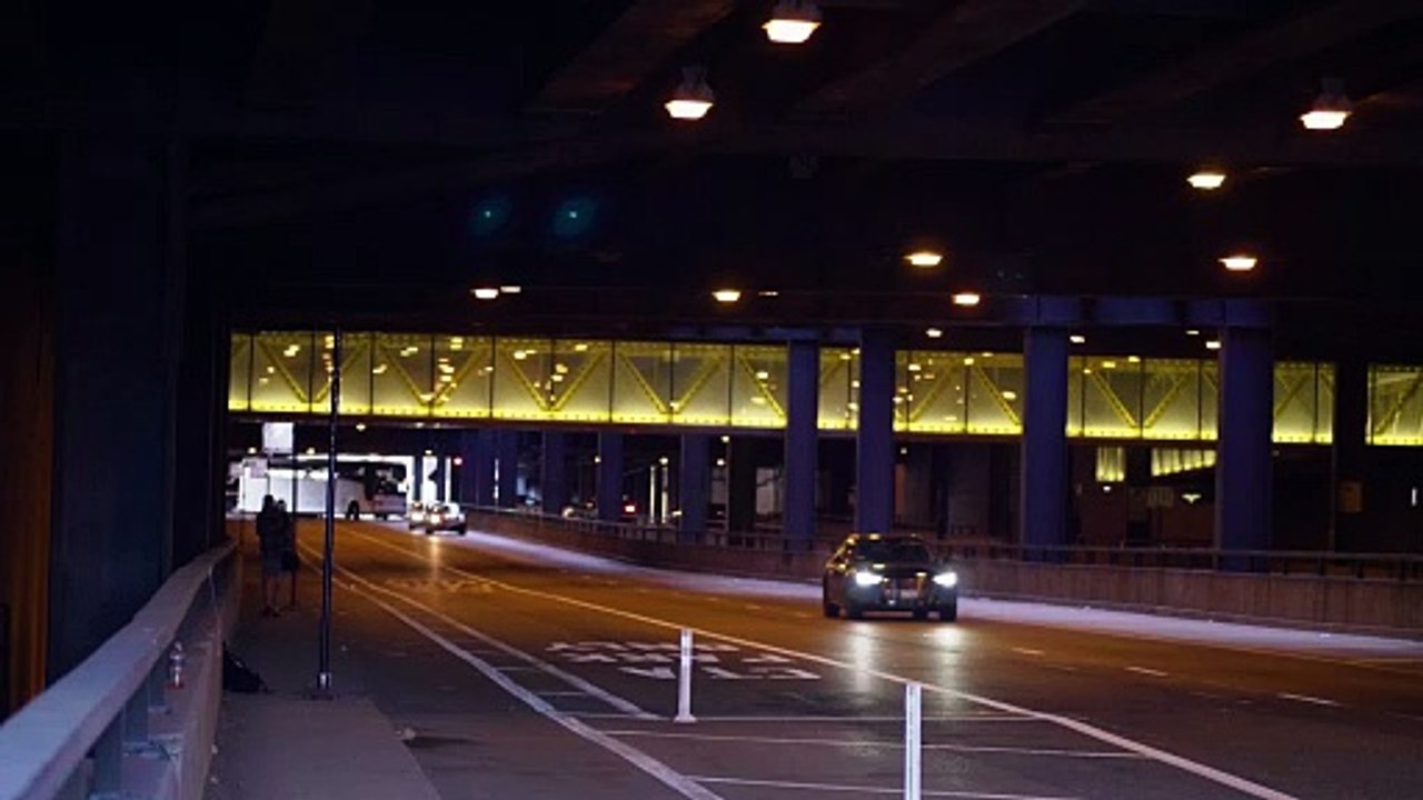 Cars And Bus In A Tunnel In Chicago Streets.