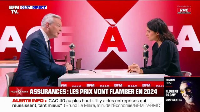 Face à la hausse attendue des primes d'assurance en 2024, le ministre de l'Economie Bruno Le Maire appelle les Français à faire jouer la concurrence pour obtenir des tarifs plus avantageux - VIDEO