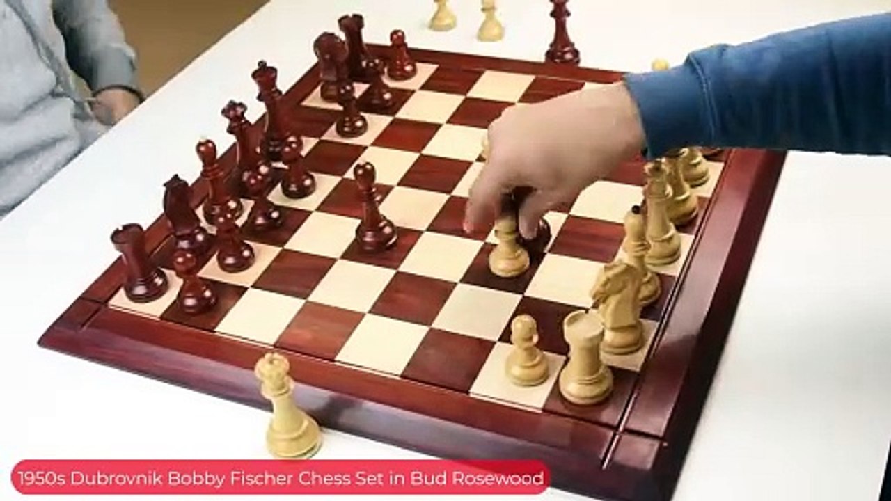 4.25_ Dubrovnik Chess set in Bud Rosewood Inspired by the Legendary 1950s Bobby Fischer Collection!