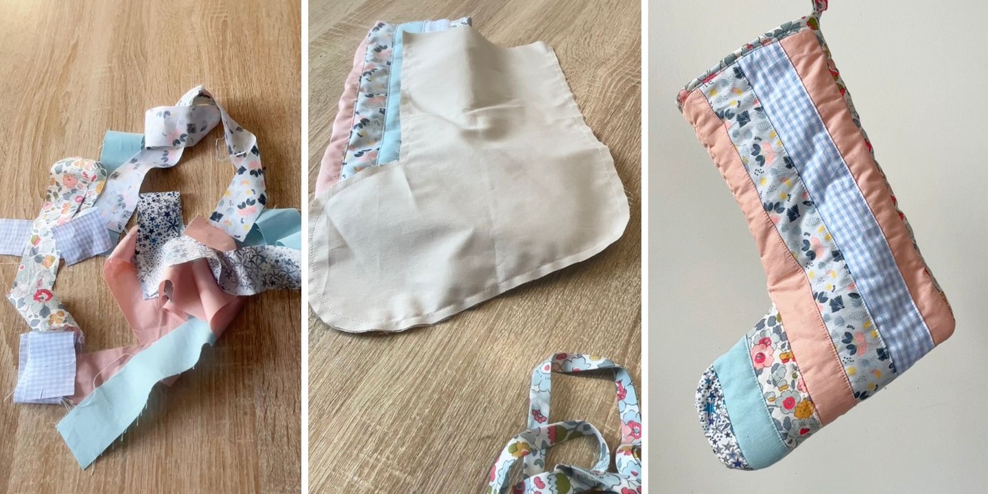 Comment coudre une chaussette de Noël en patchwork