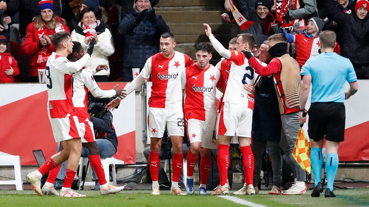 Slavia Praha celebrations!, 🔴⚪️ Will SK Slavia Praha cause another shock  against Rangers? 🥳 Celebrations after their last knockout victory, By  UEFA Europa League