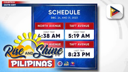 MRT-3, naglabas ng schedule ngayong Pasko at Bagong Taon