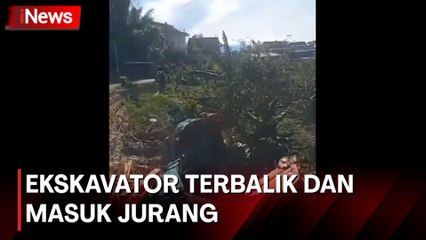 Viral Ekskavator Terbalik dan Masuk Jurang di Enrekang