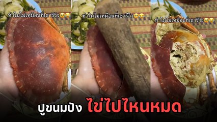 สาวซื้อปูขนมปัง ตัวใหญ่ดูน่ากิน แต่พอแกะ เอ้า ! ไม่เหมือนที่รีวิวไว้เลย