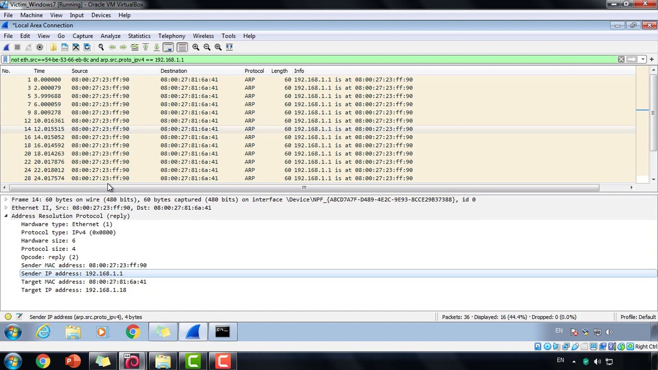 9# Wireshark مع تغيير لون الهجوم داخل برنامج  MITM شرح فلتر مخصص لاكتشاف هجوم