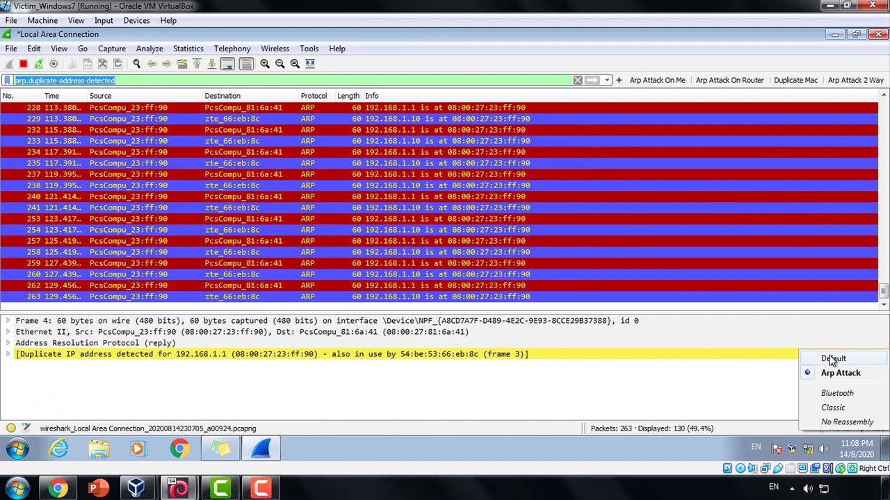 8# Detect MITM  | Wireshark Expert Info باستخدام MITM  اكتشاف هجوم