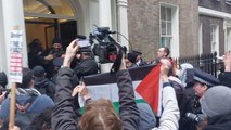 Pro-Palestinian protesters gathered outside the Royal Society of Arts
