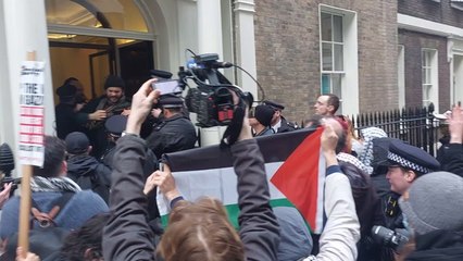 Pro-Palestinian protesters gathered outside the Royal Society of Arts