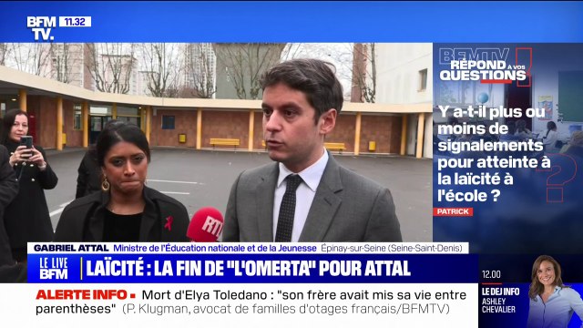 Atteintes à la laïcité à l'école: Gabriel Attal affirme qu'il n'y a plus d'omerta
