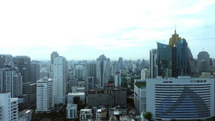 High buildings panorama in downtown of Bangkok City.