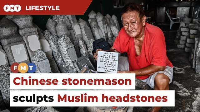 Chinese stonemason sculpts headstones for Muslims