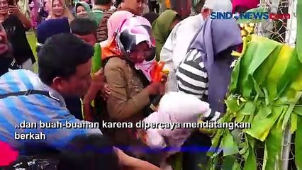 下载视频: Peringati Hari Jadi Lumajang, Ratusan Warga Berebut Gunungan Hasil Bumi