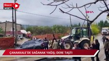 Çanakkale'de dere taştı, otomobil suya kapıldı