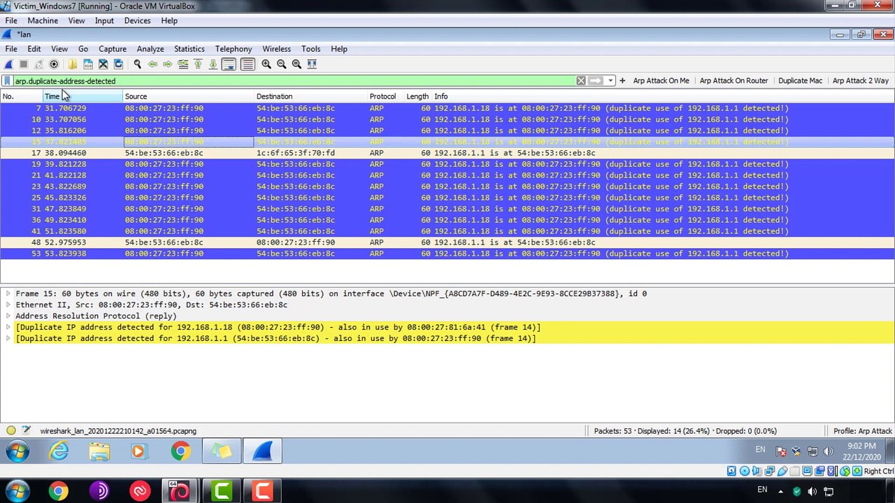 10# Detect ARP Spoof Attack by Duplicate Address Filter