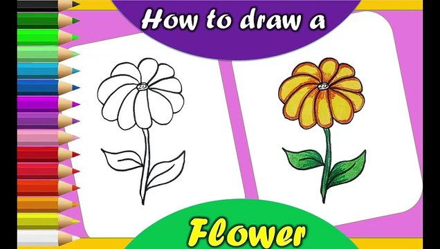 How to draw a flower | Easy Drawing for kids | फूल | ورد | Bunga | Bulaklak | Цветок