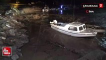 Çanakkale’de Kepez deresi taştı, sahil yolu trafiğe kapatıldı
