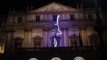 Milano, l'installazione luminosa The Big Ballerina di Angelo Bonello all'ingresso del Teatro alla Scala