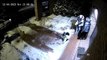 Girl Clearing Snow From Parking Loses Footing on Icy Floor and Falls