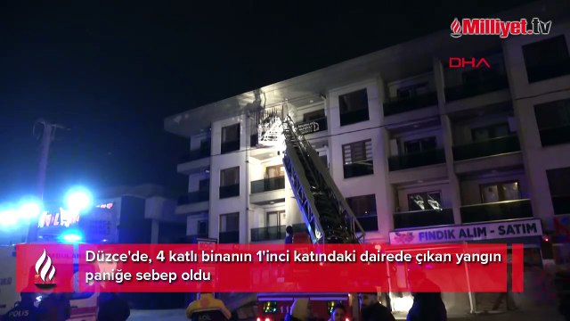 Düzce'de 4 katlı binada çıkan yangın paniğe sebep oldu! 13 kişi kurtarıldı