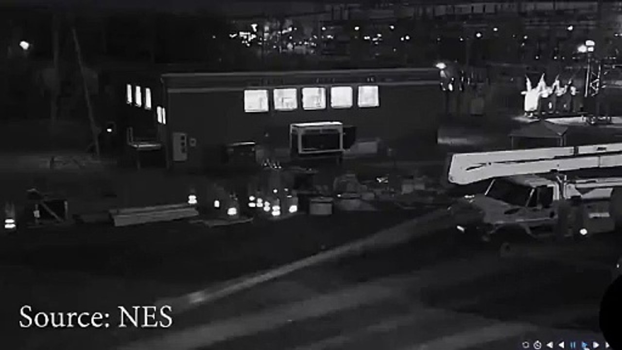 12/9/2023 Madison, TN EF2 Tornado - NES Substation Explosion CCTV Footage