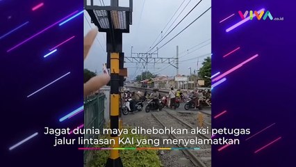 Petugas Jalur Lintasan KAI Selamatkan Para Pengendara Bandel