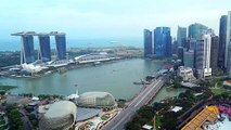 Time lapse Marina Bay Skyline with cloud moving in Singapore City.