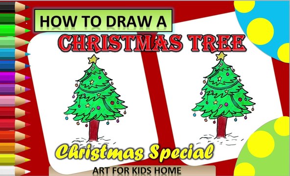 How to Draw a Christmas Tree | Easy Drawing for kids | क्रिसमस ट्री | شجرة عيد الميلاد | Pohon Natal | বড়দিনের গাছ | Рождественская елка | Sapin de Noël | Weihnachtsbaum