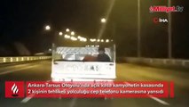 Kamyonet kasasında tehlikeli yolculuk kamerada