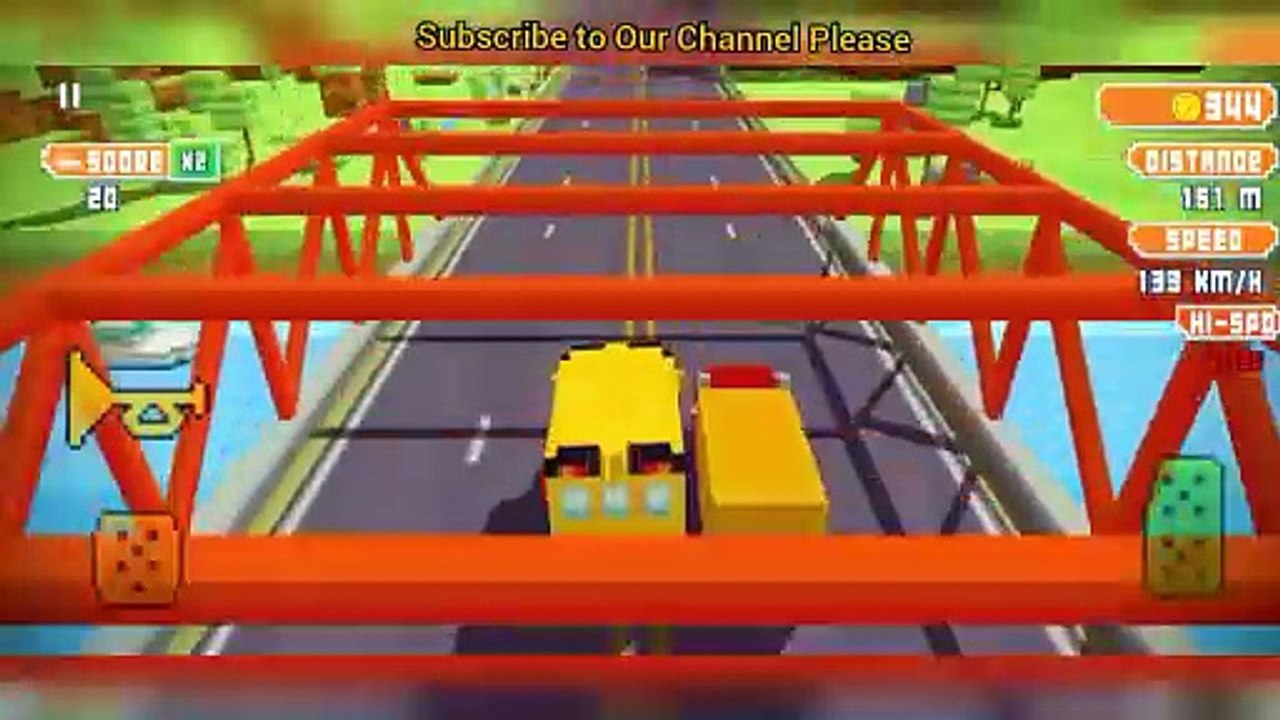 Blocky Highway_ Traffic Racing School Bus at Country Side