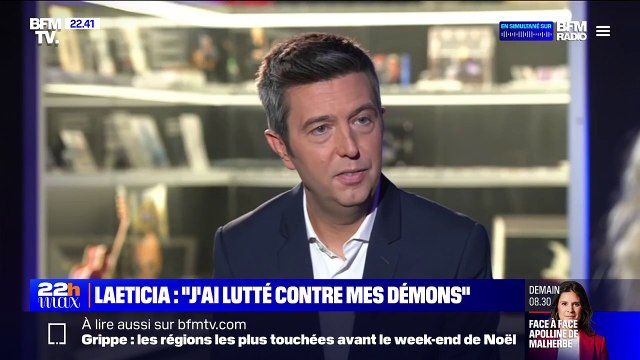 Laeticia Hallyday évoque Laura Smet et David Hallyday sur BFMTV à l'occasion du lancement de Johnny Hallyday, l'exposition à Paris.