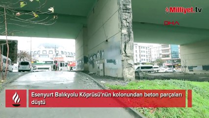 Esenyurt'ta büyük tehlike! Köprünün kolonundan beton parçaları düştü