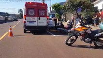 Casal fica ferido em acidente de moto na Avenida Gralha Azul