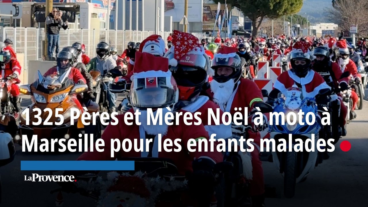 1 325 Pères et Mères Noël à moto dans Marseille pour porter de jouets aux enfants malades