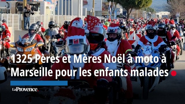 1 325 Pères et Mères Noël à moto dans Marseille pour porter de jouets aux enfants malades