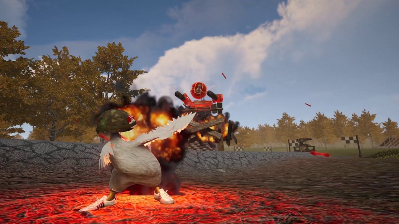 In diesem abgedrehten Spiel verschießt ihr Eier aus dem Hintern eures rennenden Huhns