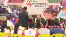 PM Modi motivates kids in Kashi in Sansad Khel Pratiyogita