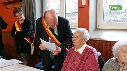 Réception en l'honneur d'une centenaire à Bra-sur-Lienne (Lierneux)