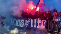 Ipswich Town fan group Blue Action ensured it was a colourful entrance to the ground for the team coach ahead of hosting arch rivals Norwich City