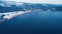 Abant Gölü Milli Parkı beyaz örtüyle kaplandı
