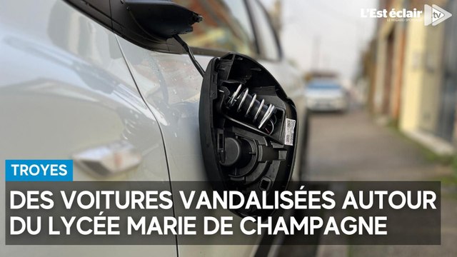 Des voitures vandalisées autour du lycée Marie de Champagne, à Troyes