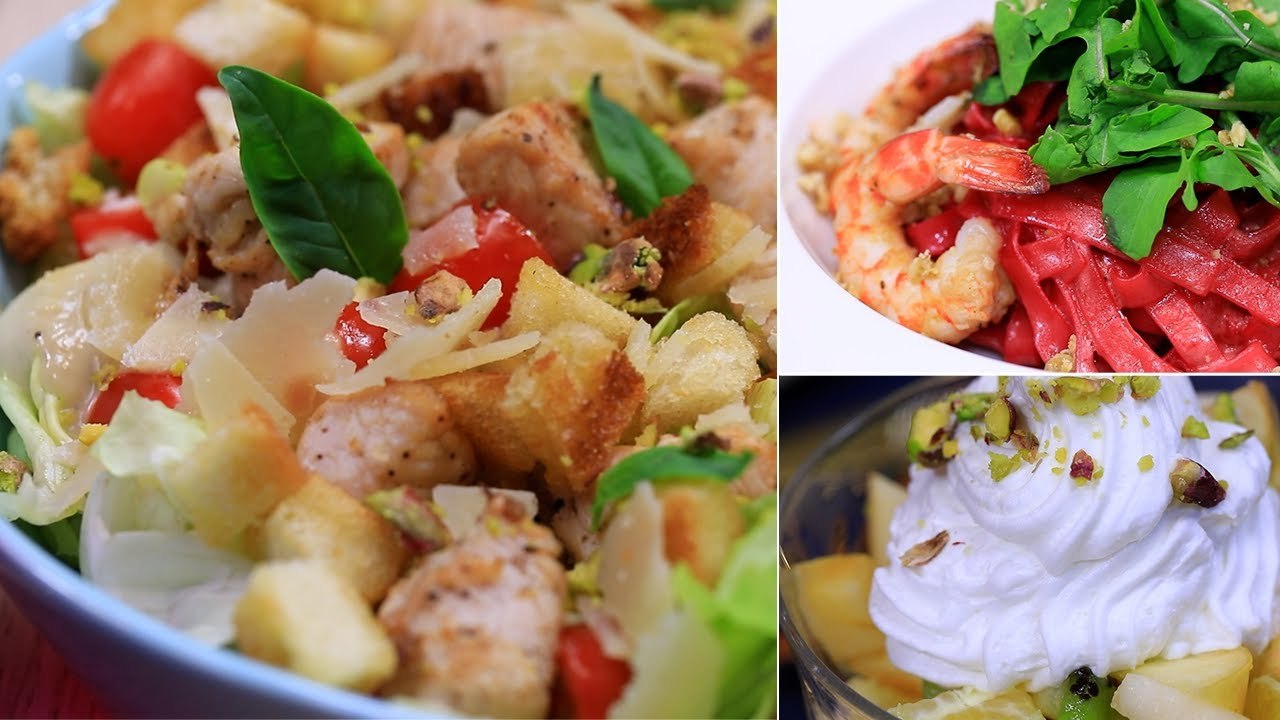 Tagliatelle à la crème de betteraves, Salade césare , salade de fruit - Koujinetna Haka S3 EP2